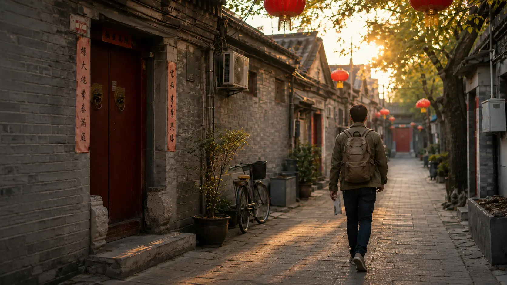 Traveler at a Chinese Town 