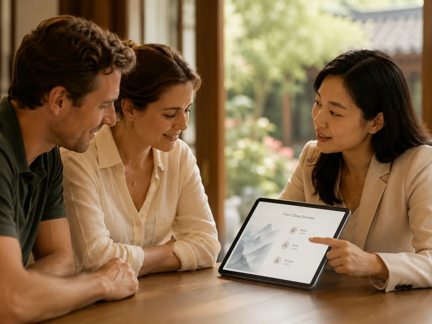 A traveller speaking with a China travel advisor