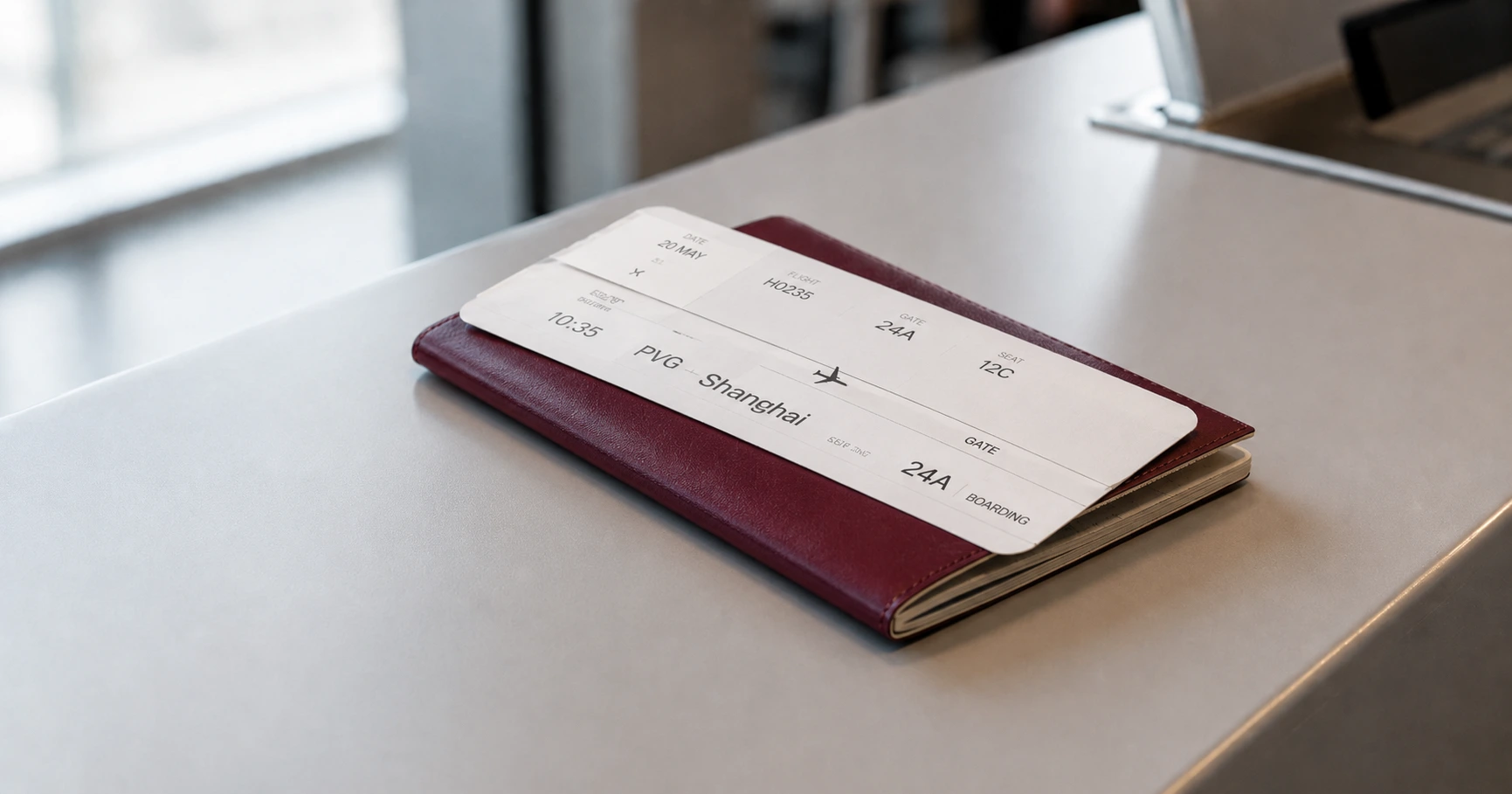 Passport and boarding pass for visa-free travel to China