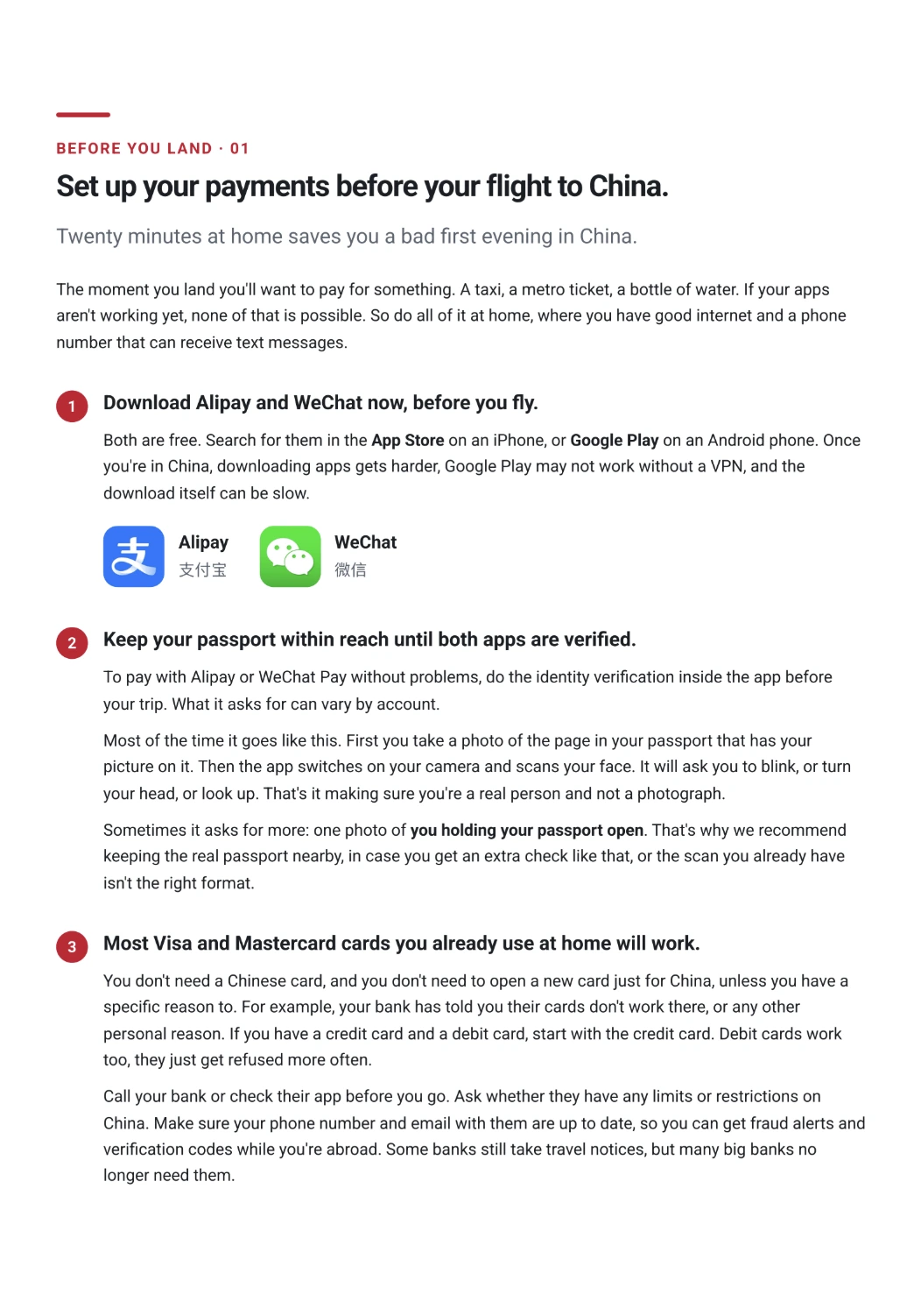 Section 01 preview from the Paying for Everything in China guide