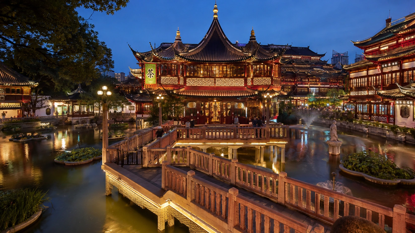 Yu Garden pond and pavilion in Shanghai's Old Town