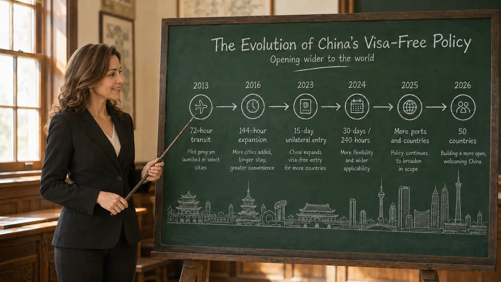 Traveler reviewing the history of China visa-free entry policies